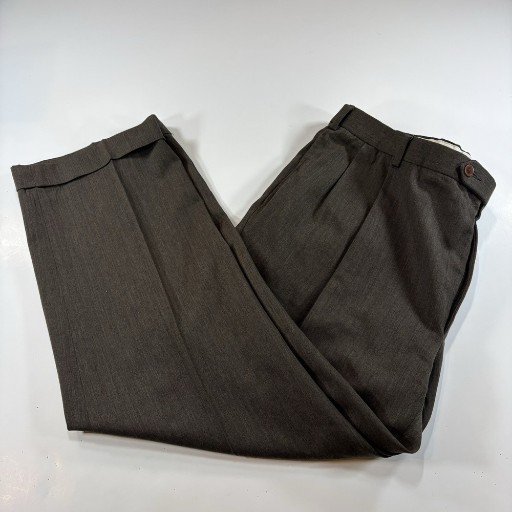 Brook Brothers 346 42x30  (42x27.5) Wool Brown Dress Pleated Pants Dark Academia
